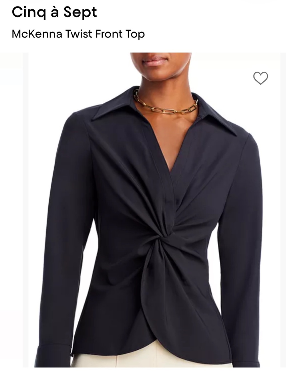 cinq à sept Black Twist-Front Button Down Shirt